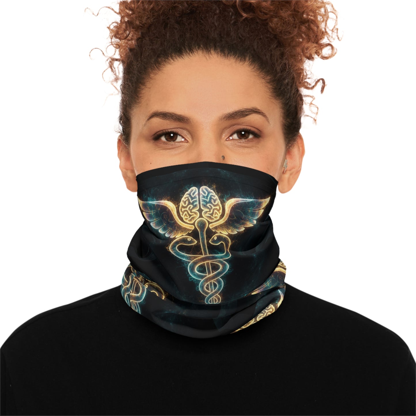 Winged Caduceus Brain Neck Gaiter, Medical Symbol Scarf | Healthcare Staff Accessory