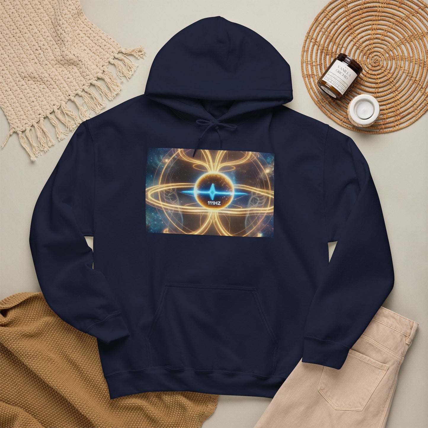 111Hz Energy Hoodie — Chakra Healing Frequency Graphic Hoodie