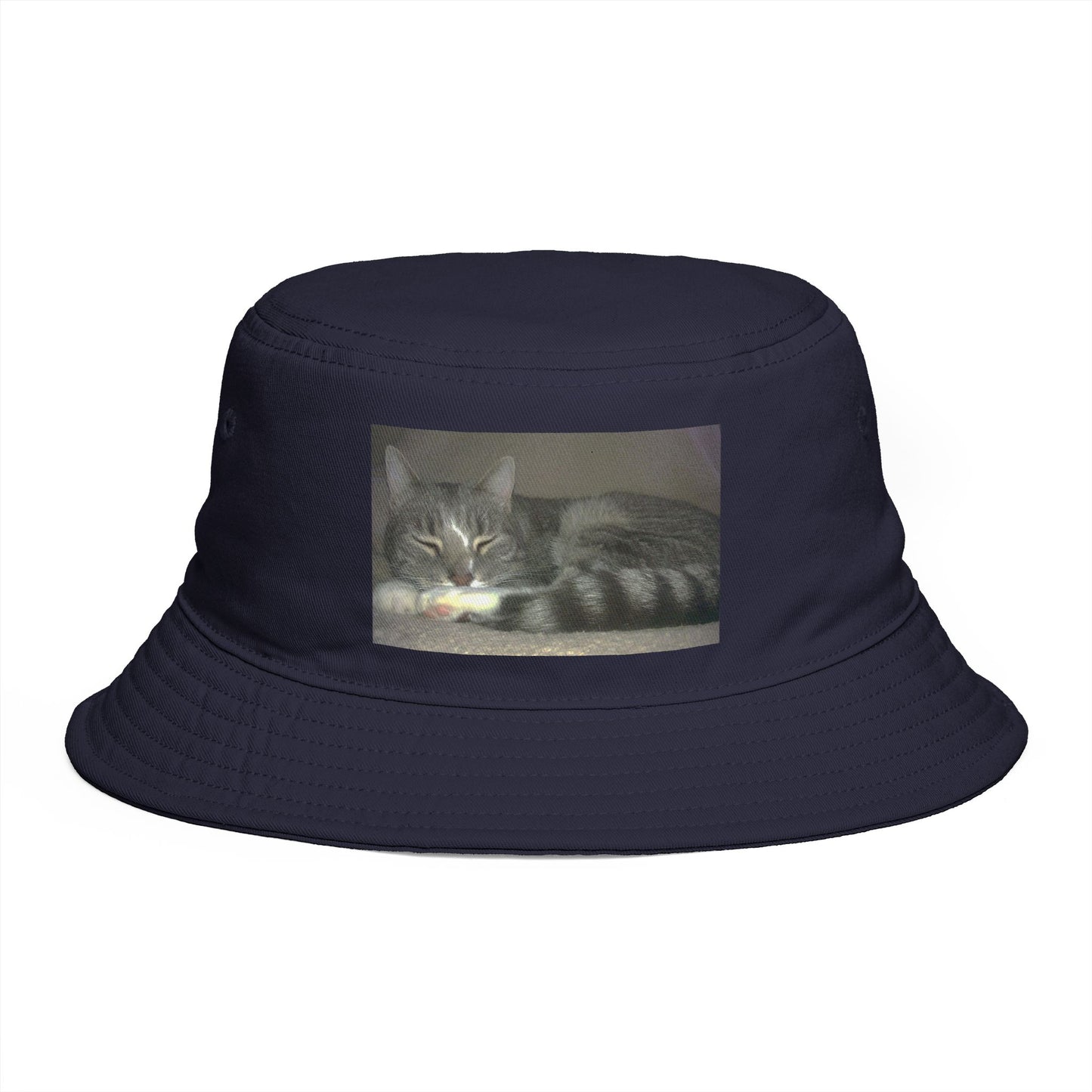 Sleeping Cat Photo Bucket Hat — Cute Cozy Cat Lover Accessory