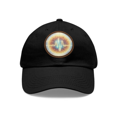 Energy Wave Dad Hat — Round Leather Patch Cap