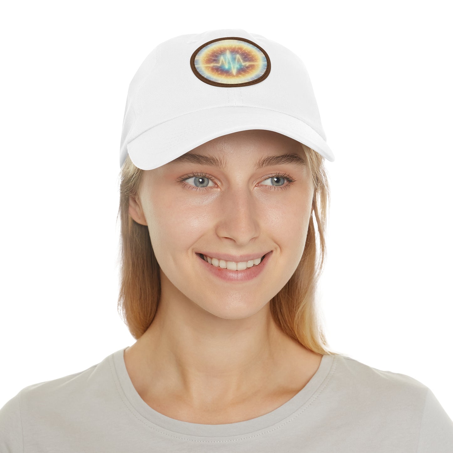 Energy Wave Dad Hat — Round Leather Patch Cap