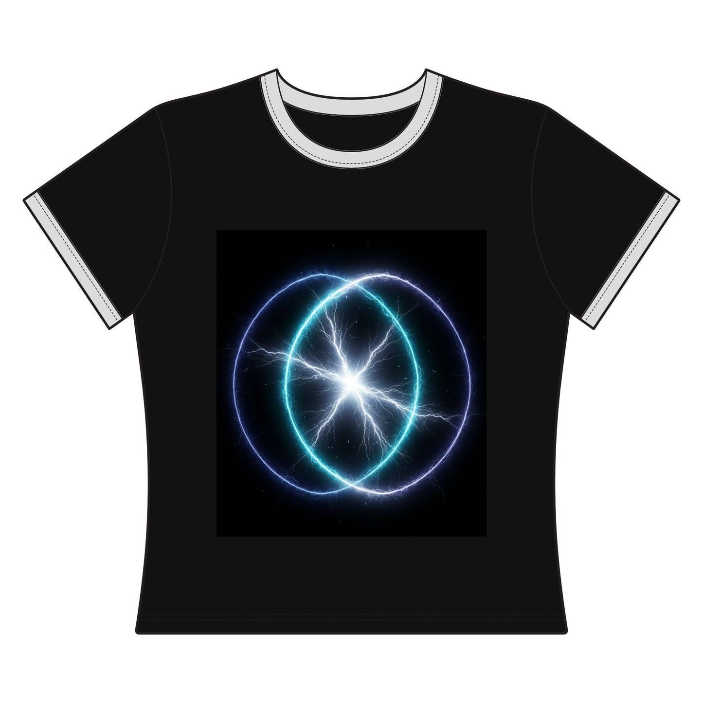 Electric Venn Tee — Neon Lightning Graphic Ringer Shirt