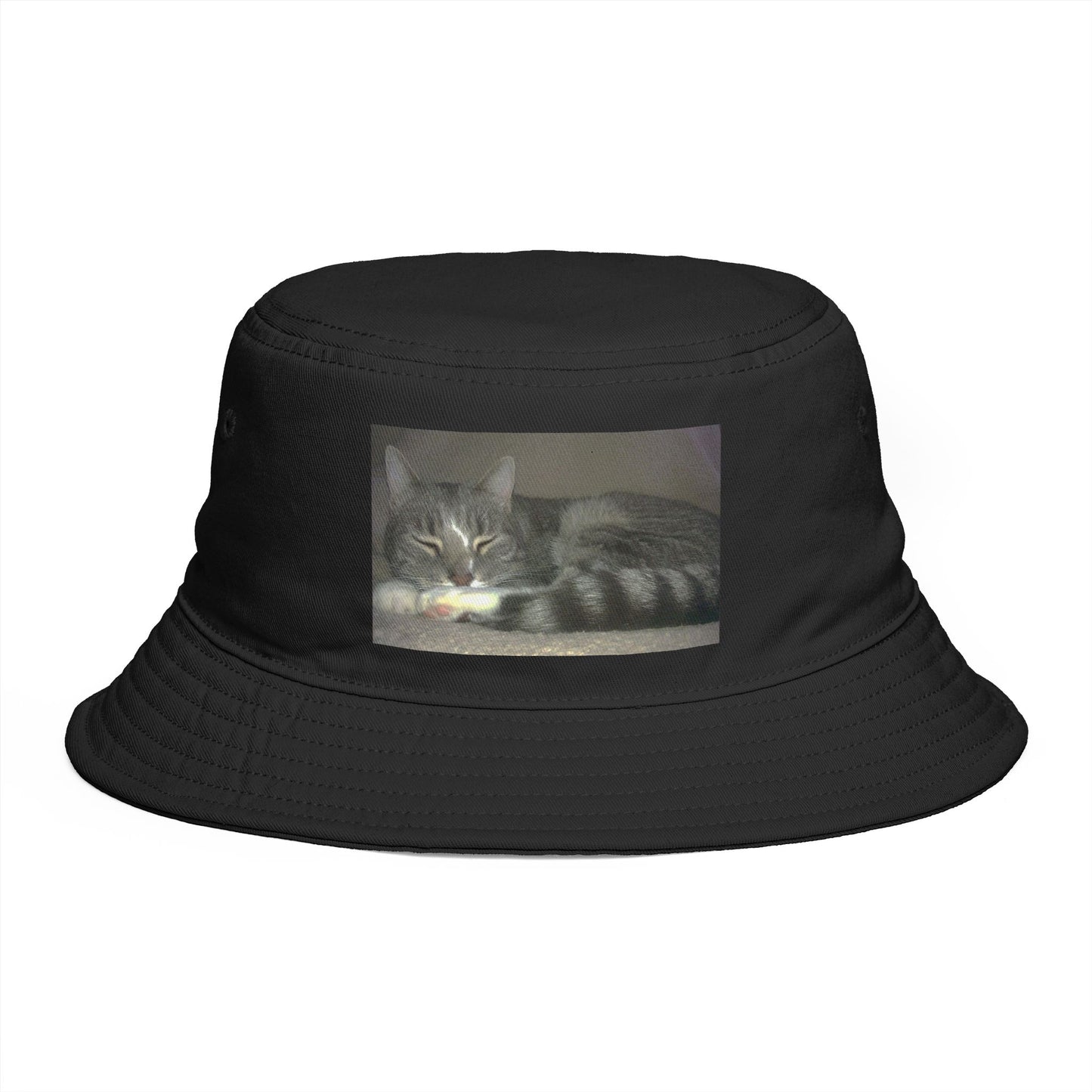 Sleeping Cat Photo Bucket Hat — Cute Cozy Cat Lover Accessory