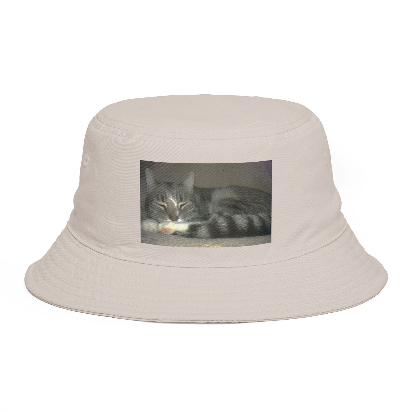 Sleeping Cat Photo Bucket Hat — Cute Cozy Cat Lover Accessory