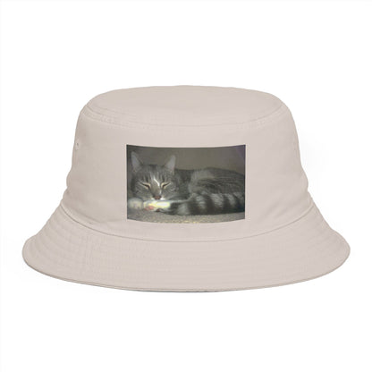 Sleeping Cat Photo Bucket Hat — Cute Cozy Cat Lover Accessory