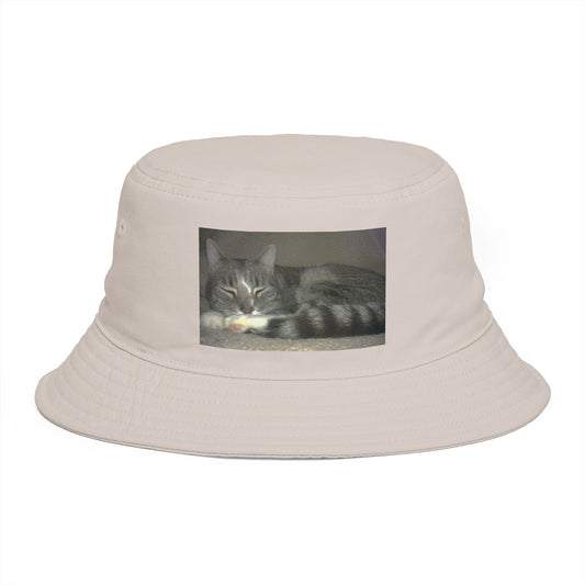 Sleeping Cat Photo Bucket Hat — Cute Cozy Cat Lover Accessory