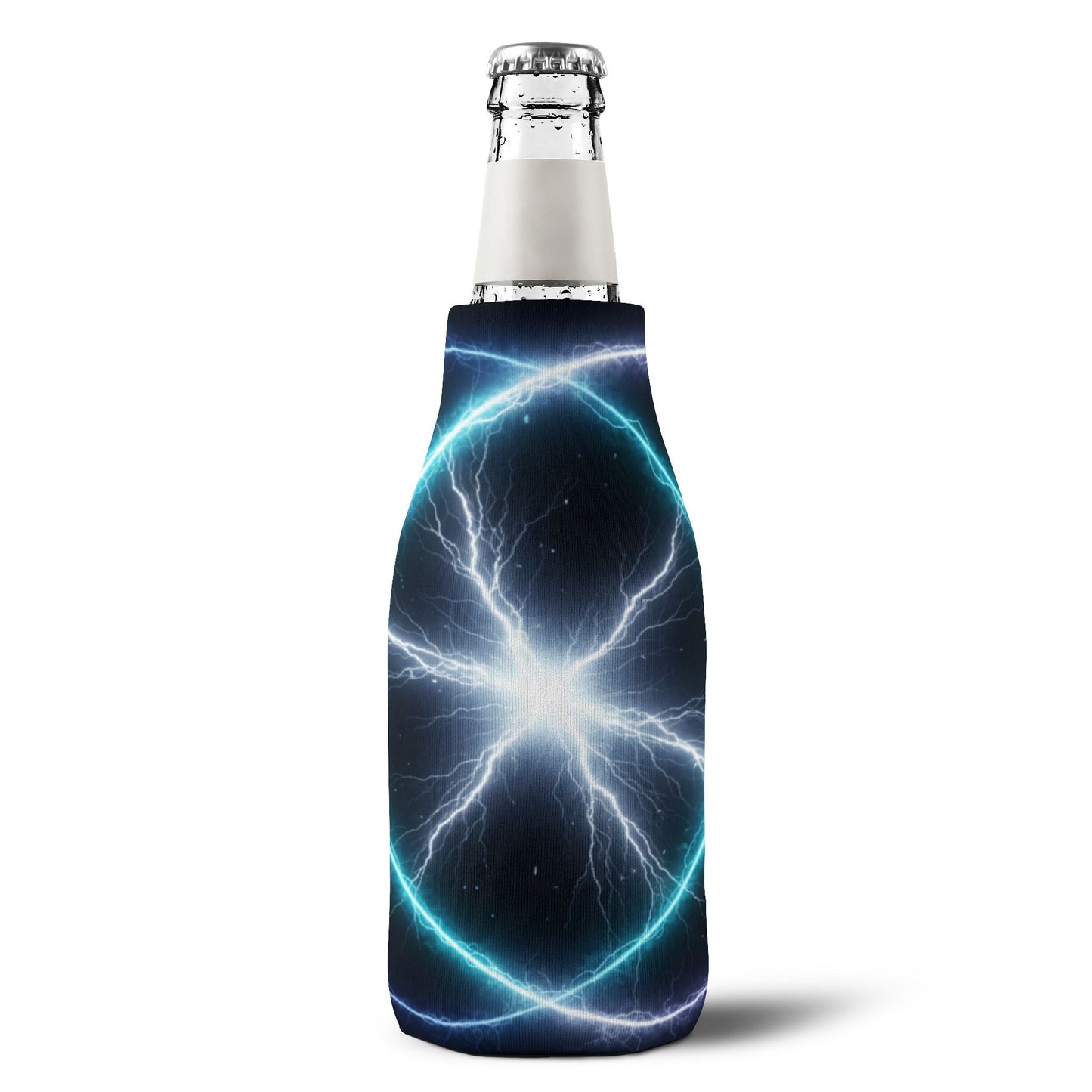 Electric Plasma Zip-Up Bottle Cooler Sleeve — Insulated Can & Bottle Koozie