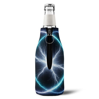Electric Plasma Zip-Up Bottle Cooler Sleeve — Insulated Can & Bottle Koozie