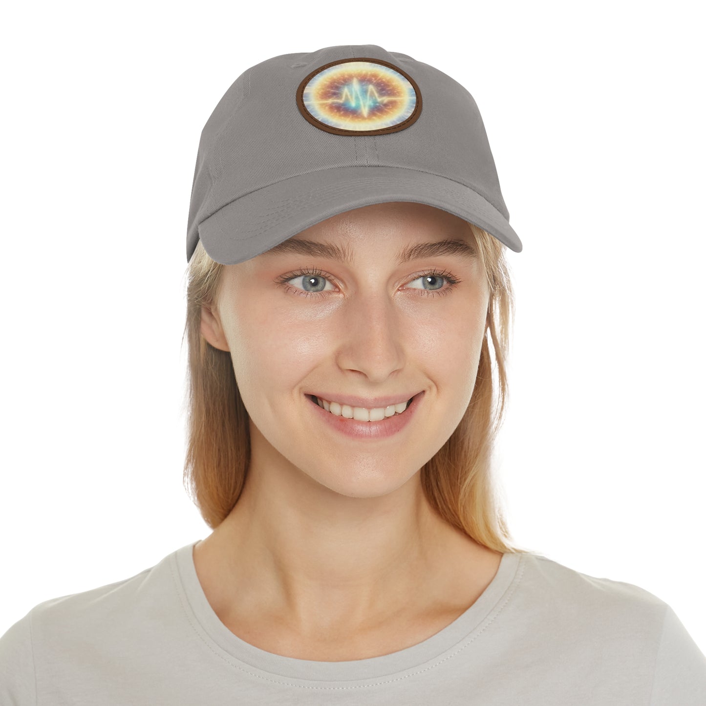 Energy Wave Dad Hat — Round Leather Patch Cap