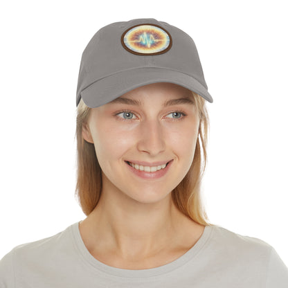 Energy Wave Dad Hat — Round Leather Patch Cap