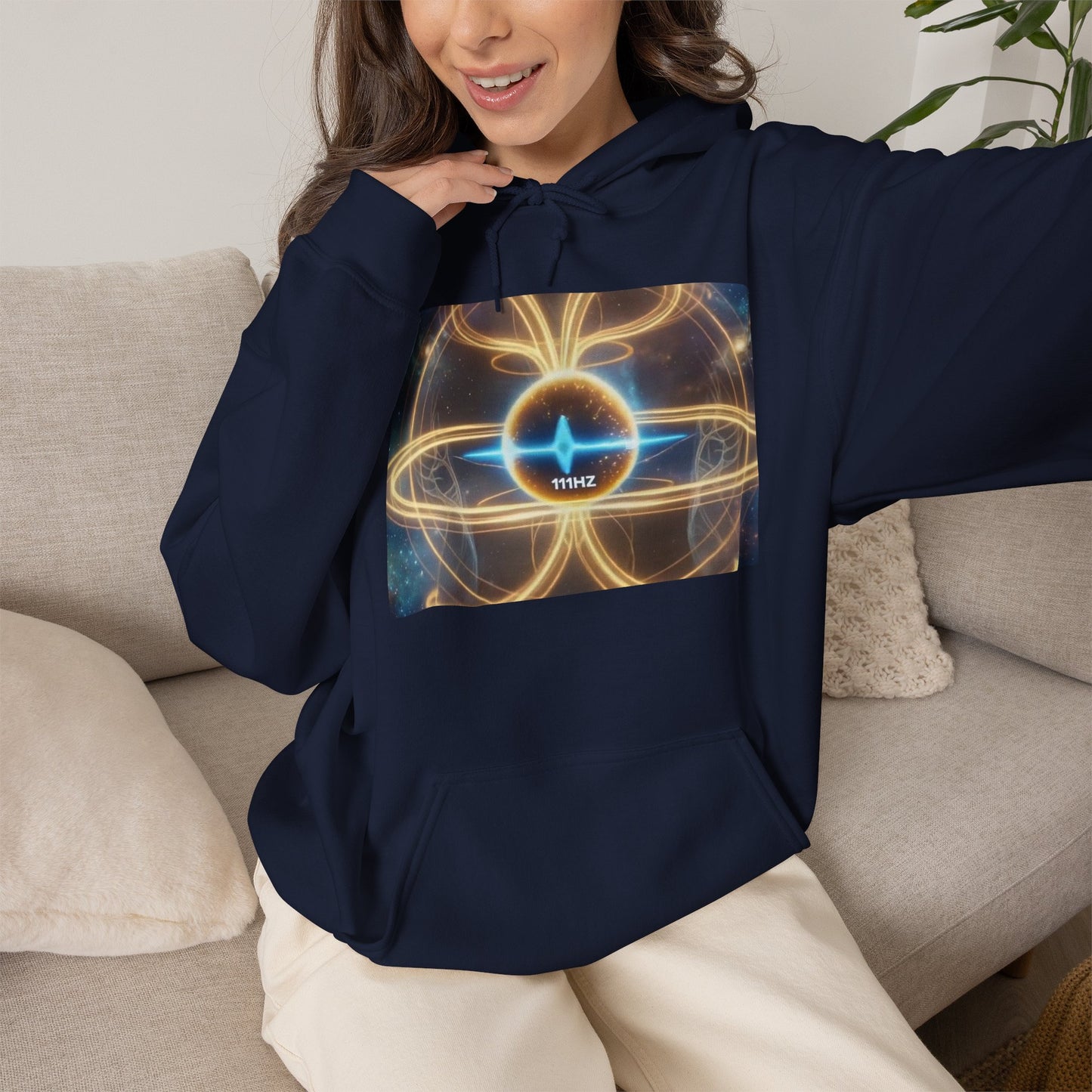 111Hz Energy Hoodie — Chakra Healing Frequency Graphic Hoodie