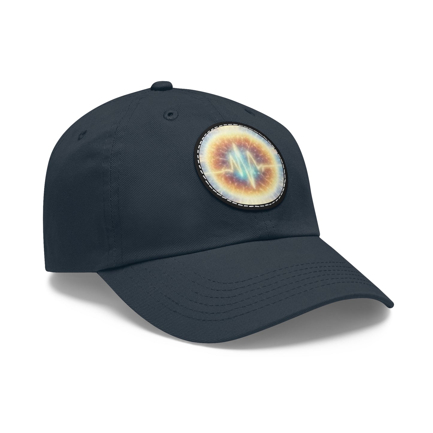 Energy Wave Dad Hat — Round Leather Patch Cap