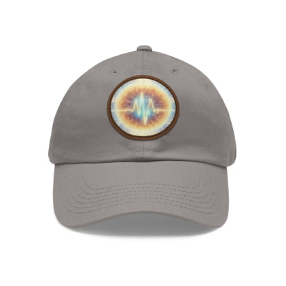 Energy Wave Dad Hat — Round Leather Patch Cap