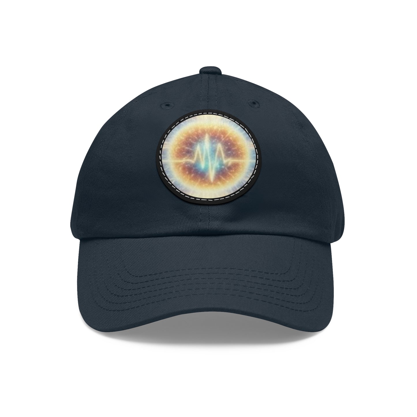 Energy Wave Dad Hat — Round Leather Patch Cap