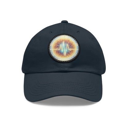 Energy Wave Dad Hat — Round Leather Patch Cap