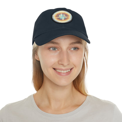 Energy Wave Dad Hat — Round Leather Patch Cap