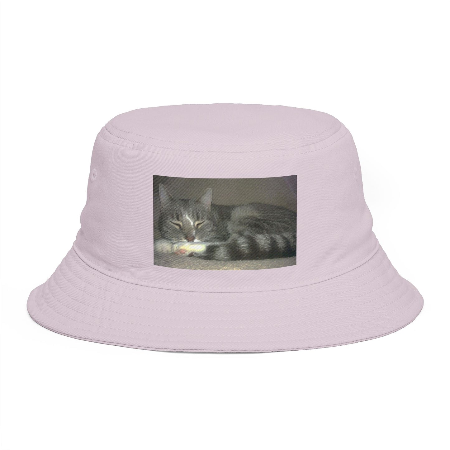Sleeping Cat Photo Bucket Hat — Cute Cozy Cat Lover Accessory