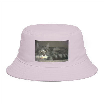 Sleeping Cat Photo Bucket Hat — Cute Cozy Cat Lover Accessory