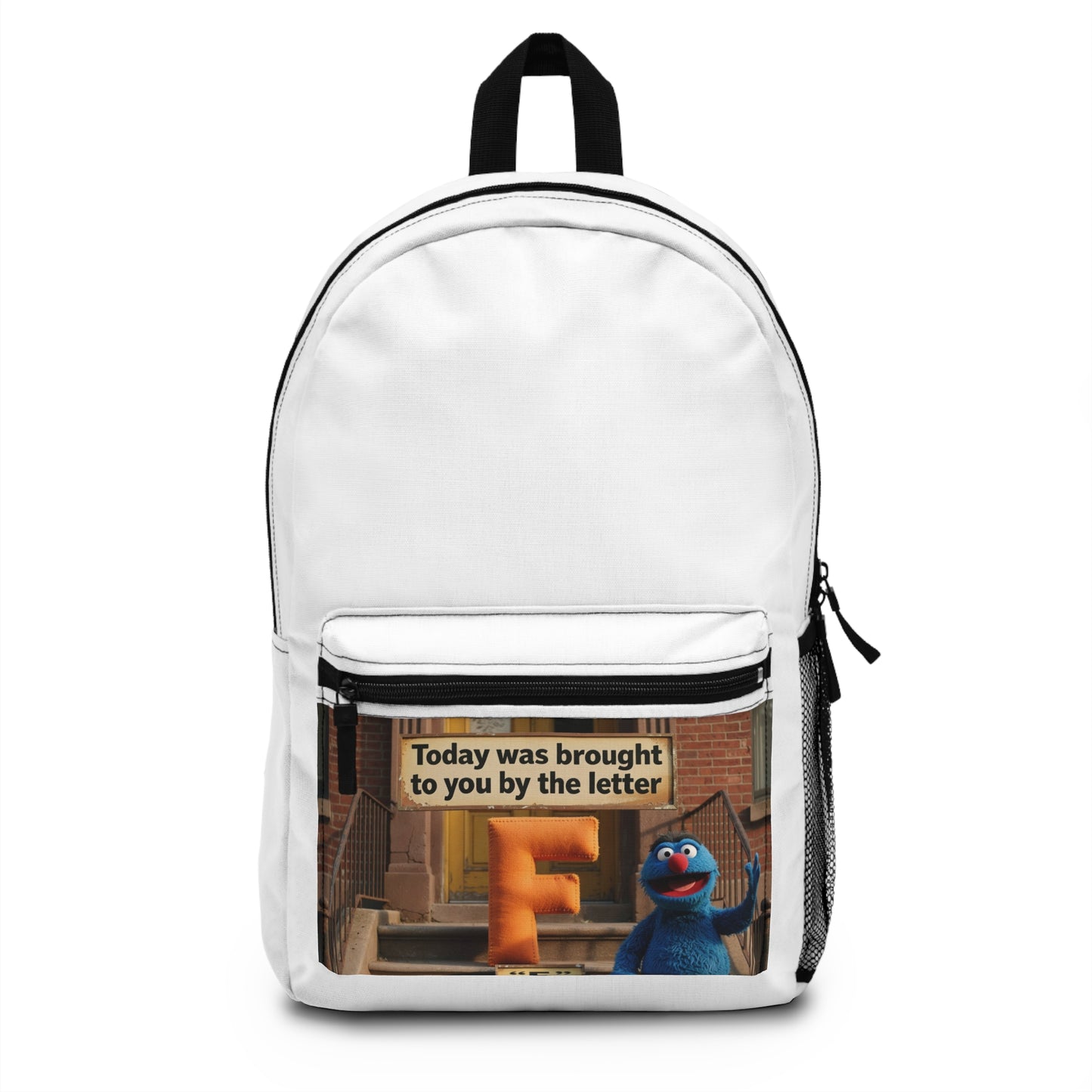 Letter F Meme Backpack | Funny Sesame Street Parody Design