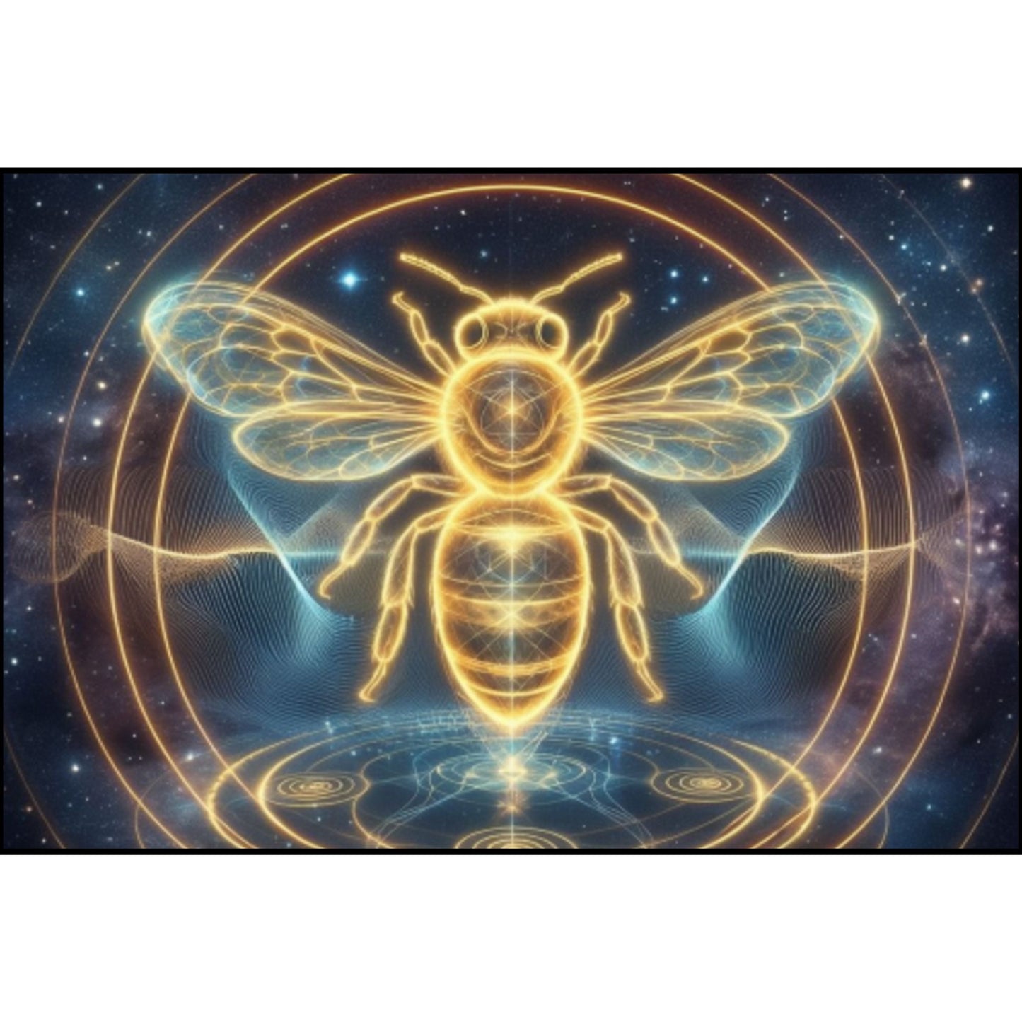 Cosmic Golden Bee Fabric by the Yard — Combed Cotton Prima (Mystic Honeycomb Print)